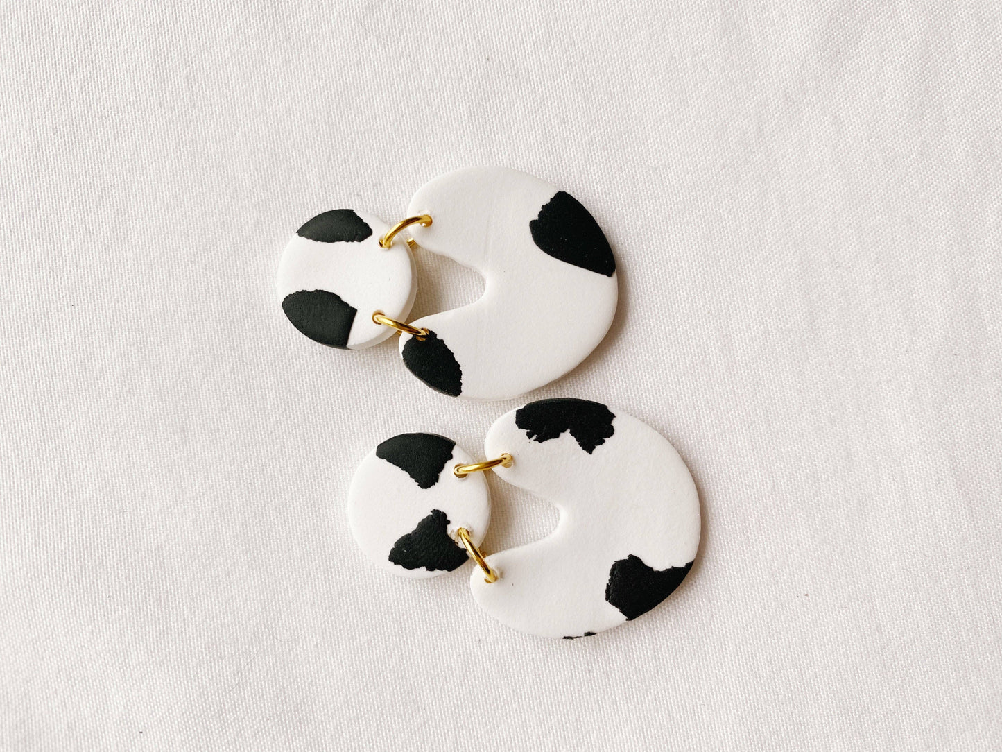 SageClayCo - Cowprint Polymer Clay Earrings