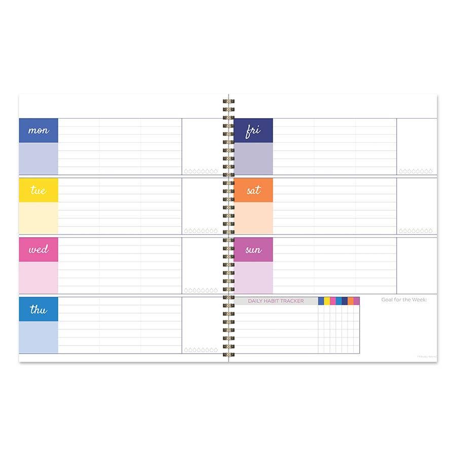 TF Publishing - Paper Goods - Bright Blooms Large Weekly Monthly Planner: 8.5 x 11 / Open Dated / Planner