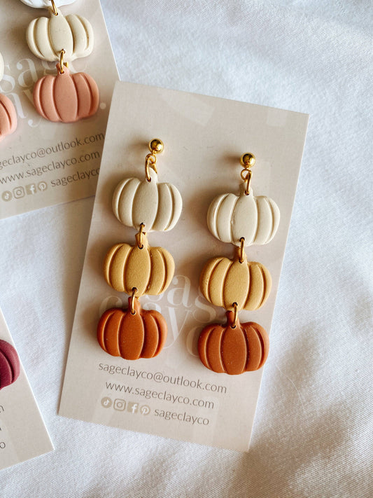 SageClayCo - Pumpkin Dangles | Handmade Polymer Clay Earrings