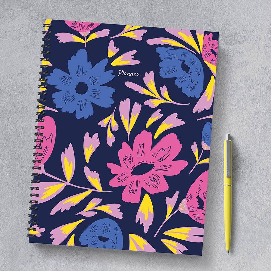 TF Publishing - Paper Goods - Bright Blooms Large Weekly Monthly Planner: 8.5 x 11 / Open Dated / Planner