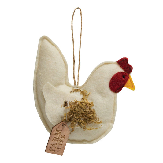 Felt Farm Life Chicken Ornament