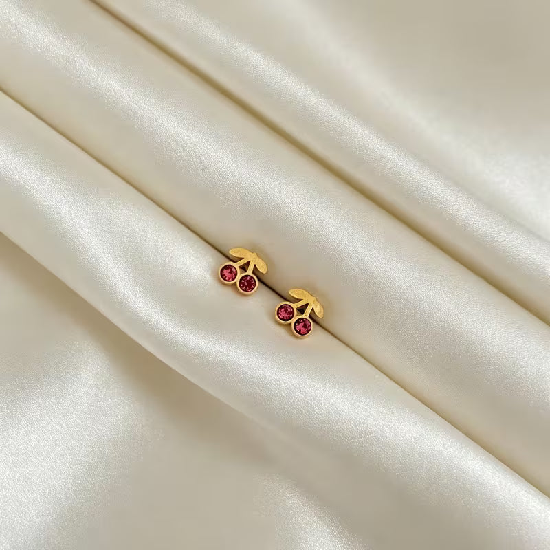 Cherry stud earrings - Stainless steel