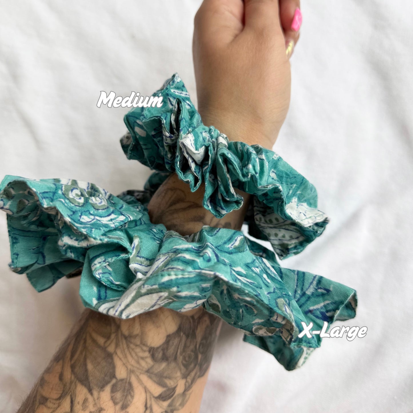X-Large cotton handmade blockprint scrunchies