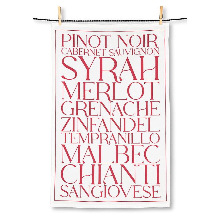 Red wine Text Kitchen Towel