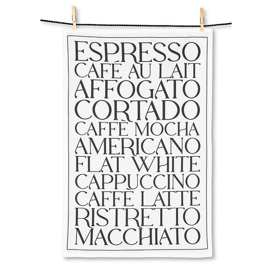 Coffee Types Text Towel