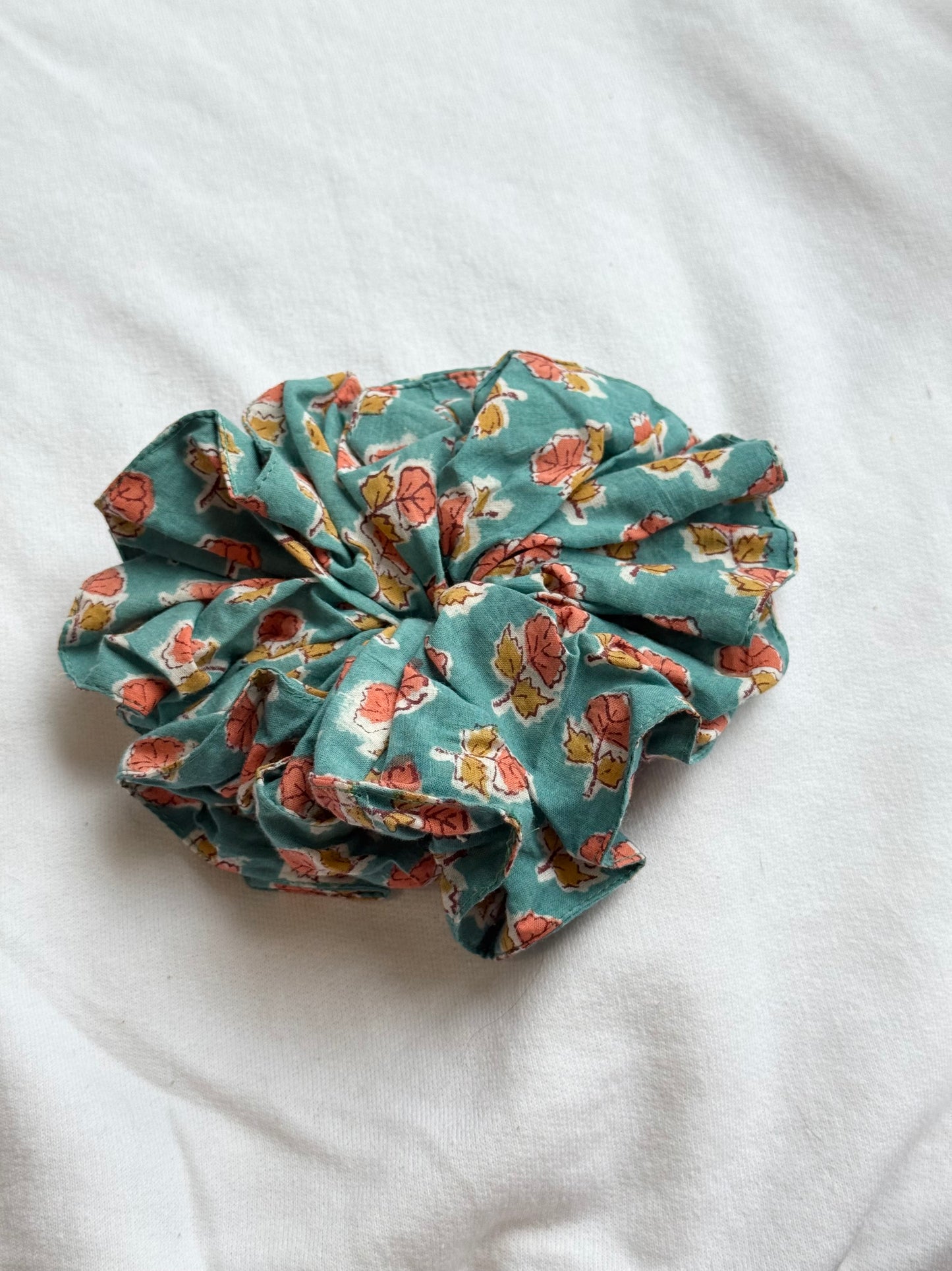 X-Large cotton handmade blockprint scrunchies