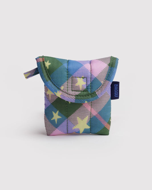 Baggu - Puffy Earbuds Case Green Star Plaid