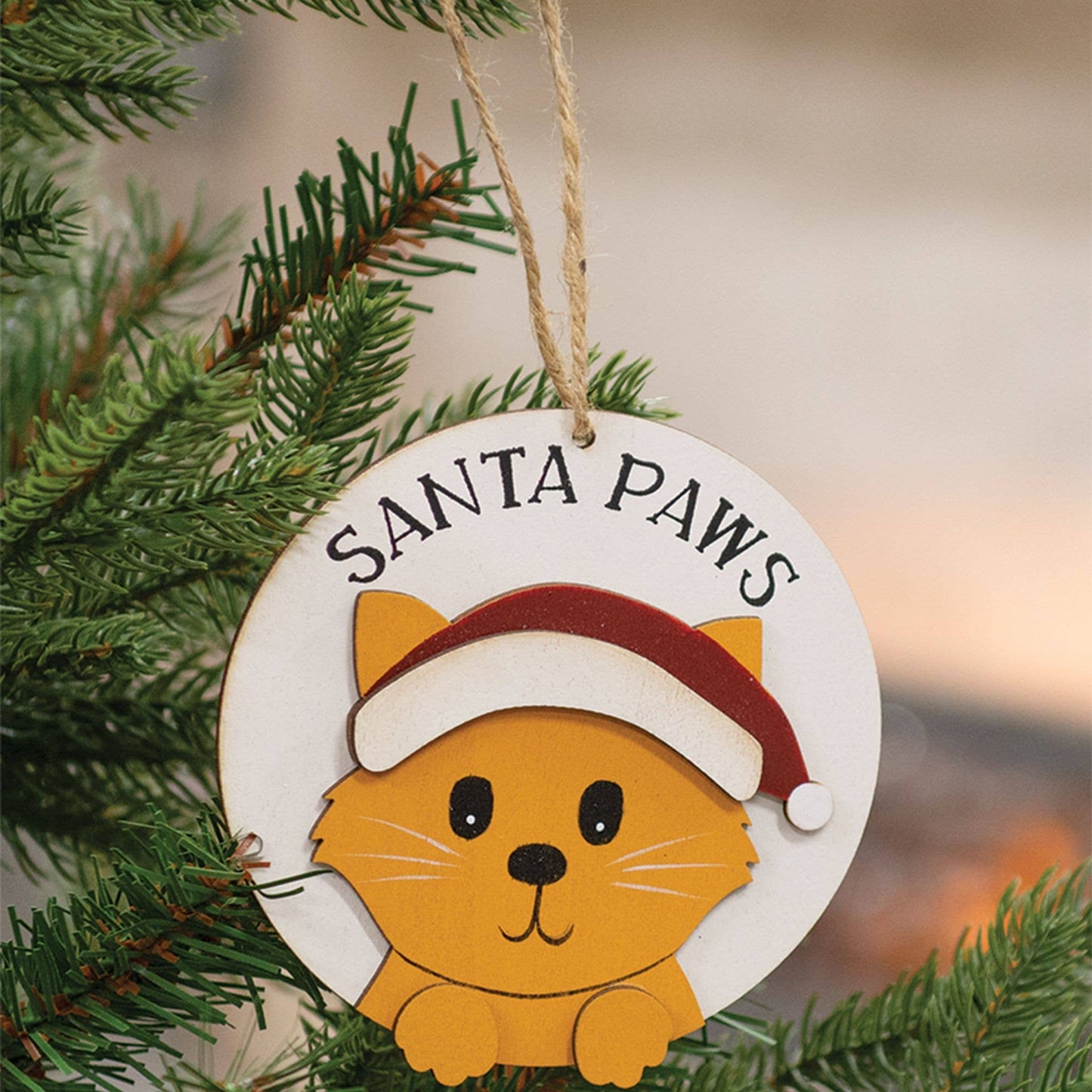 Santa Paws Kitty Christmas Ornament