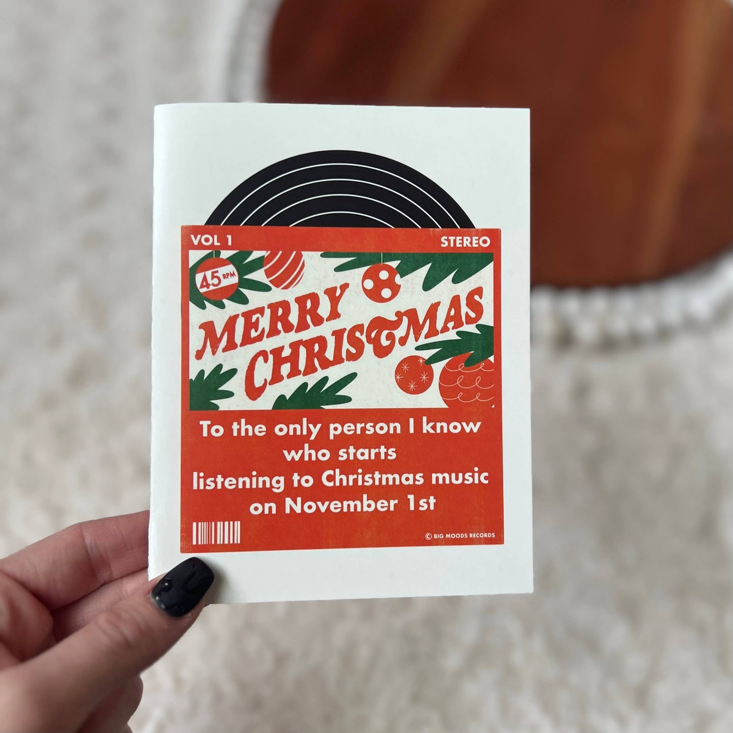 "To the person who starts listening to xmas music" card