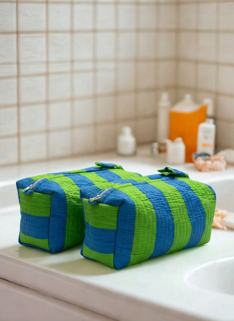 Handmade and block printed toiletry bag/pouches