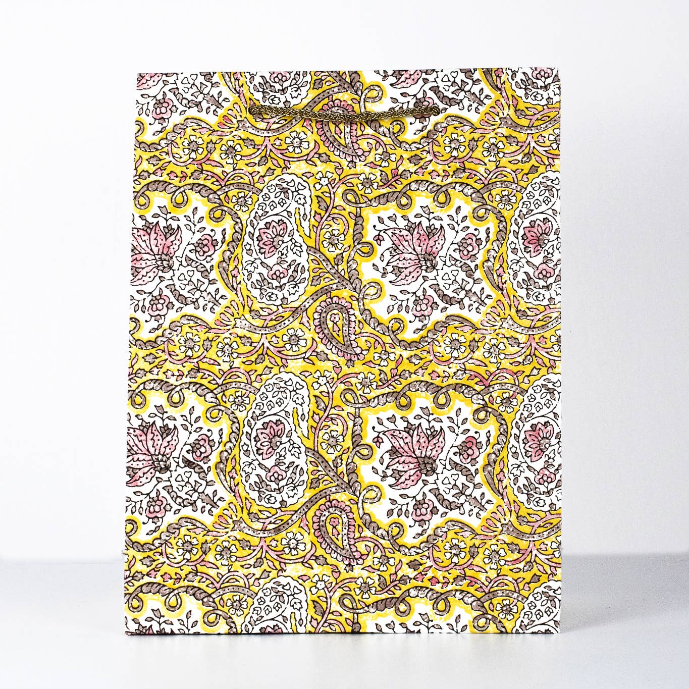 PaperSpree - Paisley Gift Bag | Yellow Pink | Eco Paper Gift Bag