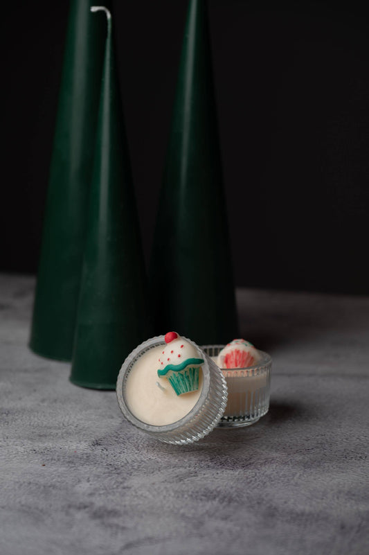 Christmas Mini Design Candle with Glass - Vanilla