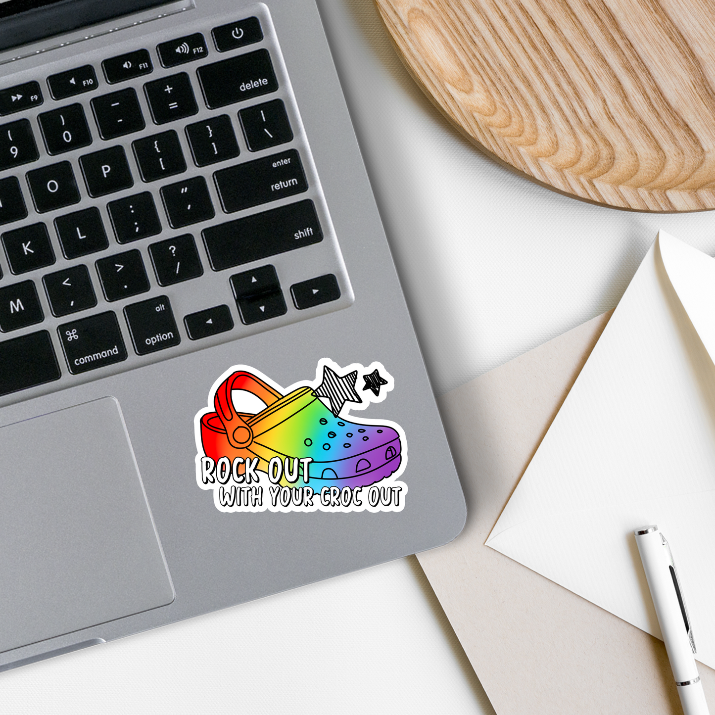 Rock Out | Crocs | Rainbow | LGBTQ | Waterproof Sticker | 3"