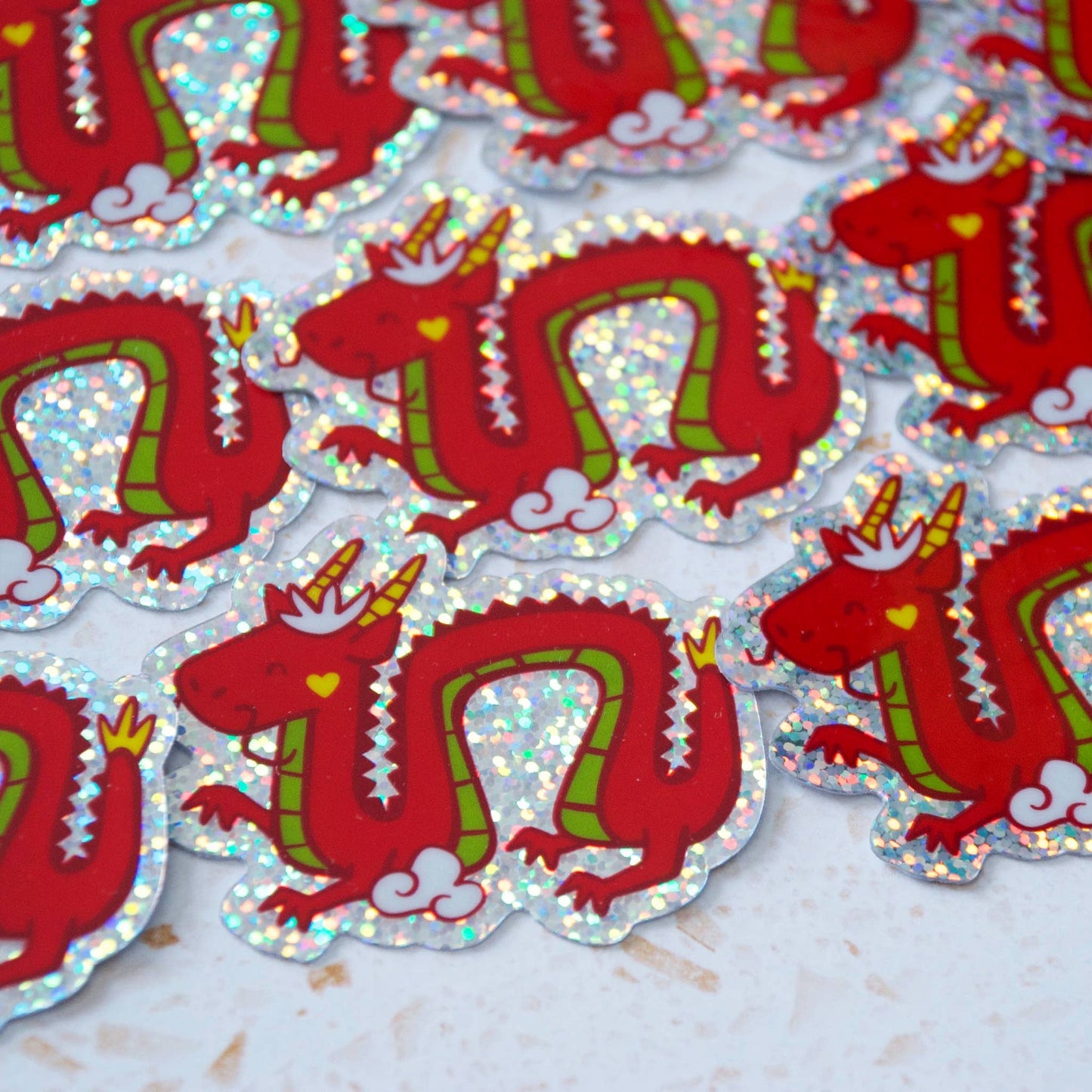 Red Dragon Holographic Vinyl Sticker