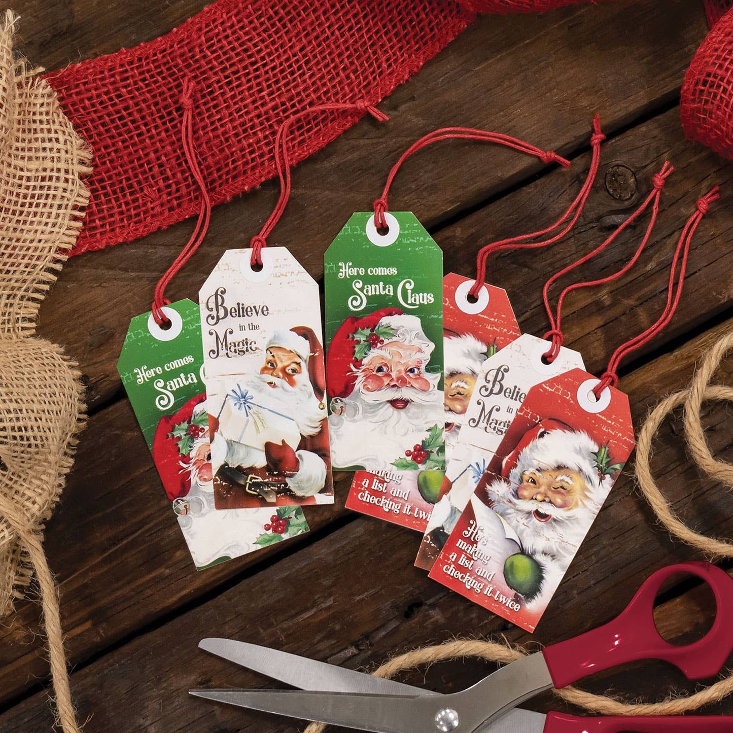 6/Set, Vintage Santa Gift Tags