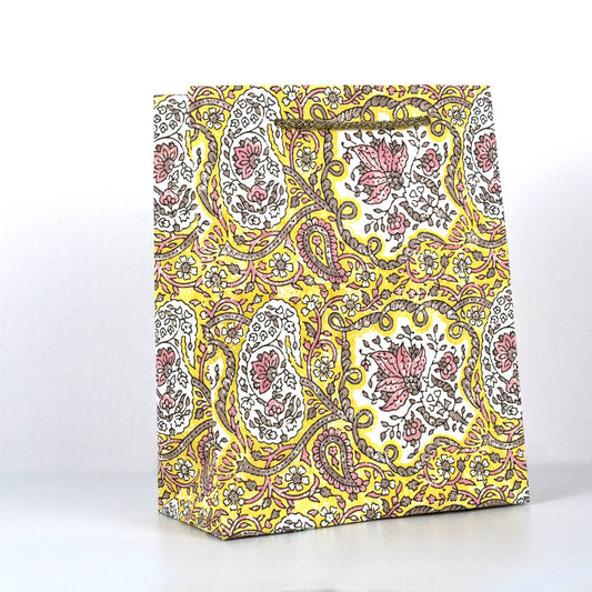 PaperSpree - Paisley Gift Bag | Yellow Pink | Eco Paper Gift Bag