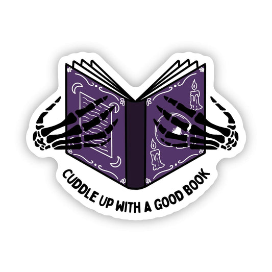 "Cuddle up with a good book" halloween sticker