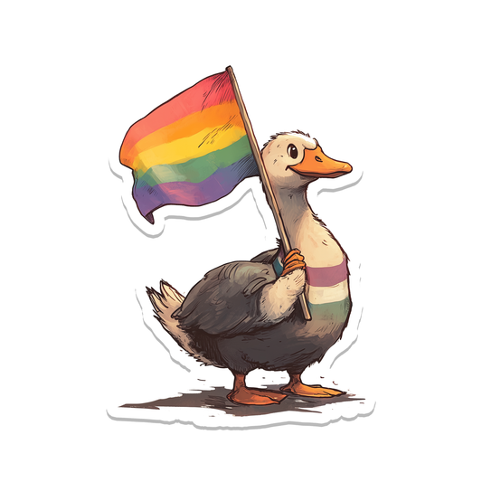 Rainbow Goose | LGBTQ | Waterproof Sticker | 3"