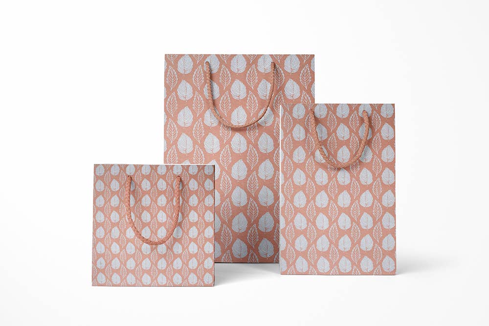 PaperSpree - Peach Leaf Design Recycled Cotton Paper Gift Bag