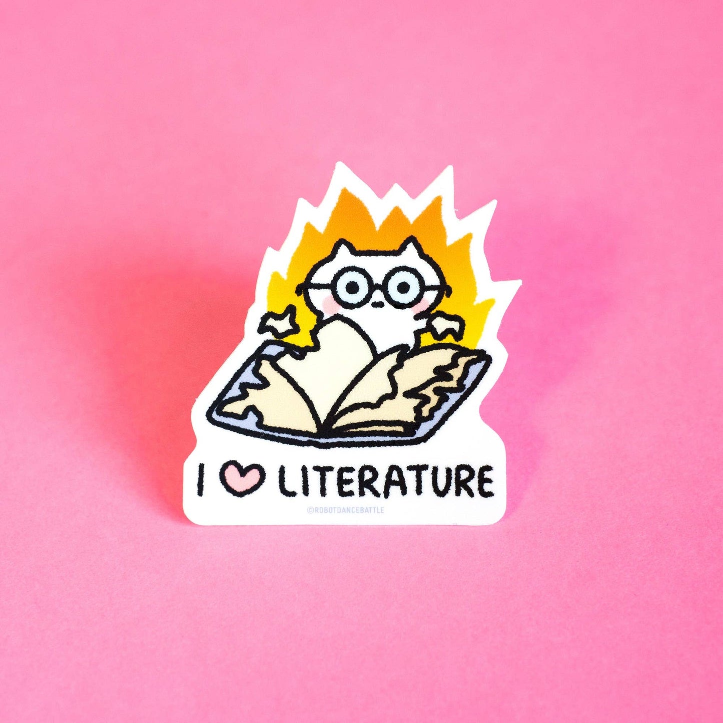 I Love Literature Cat Sticker