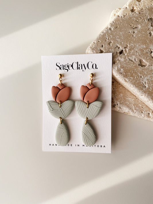 SageClayCo - Tulip Dangles | Handmade Polymer Clay Earrings