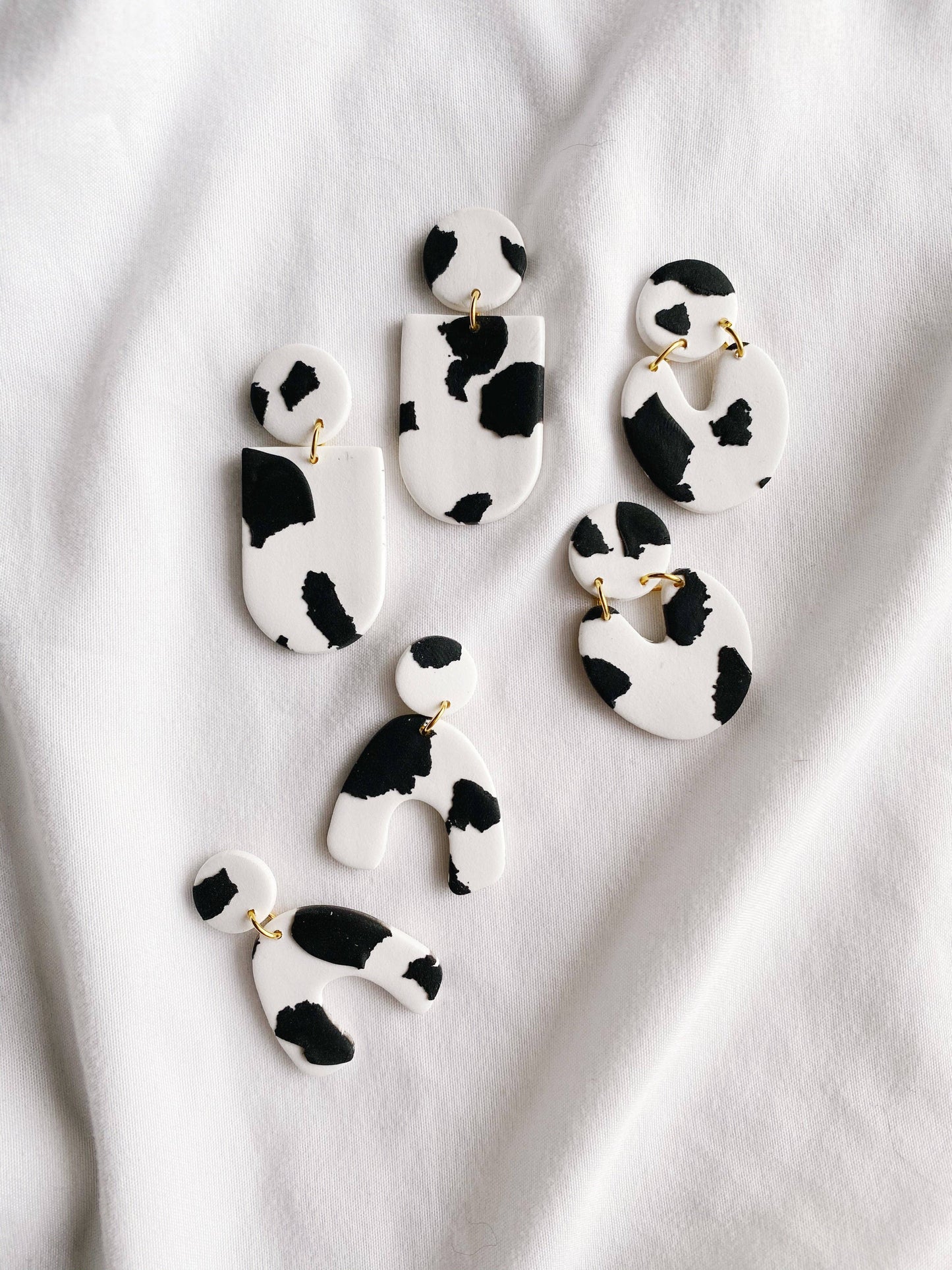 SageClayCo - Cowprint Polymer Clay Earrings