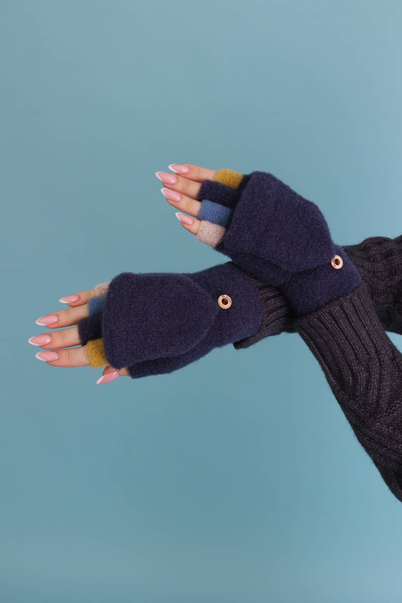 Rainbow Tip Convertible Gloves - Cute Winter Accessory