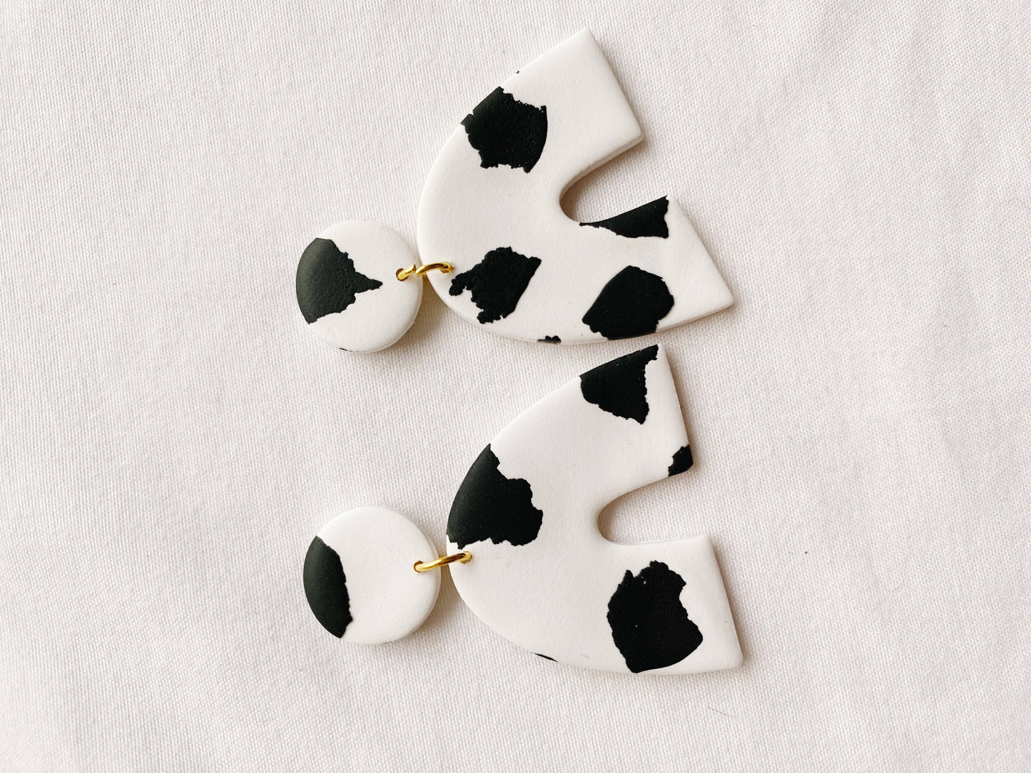 SageClayCo - Cowprint Polymer Clay Earrings