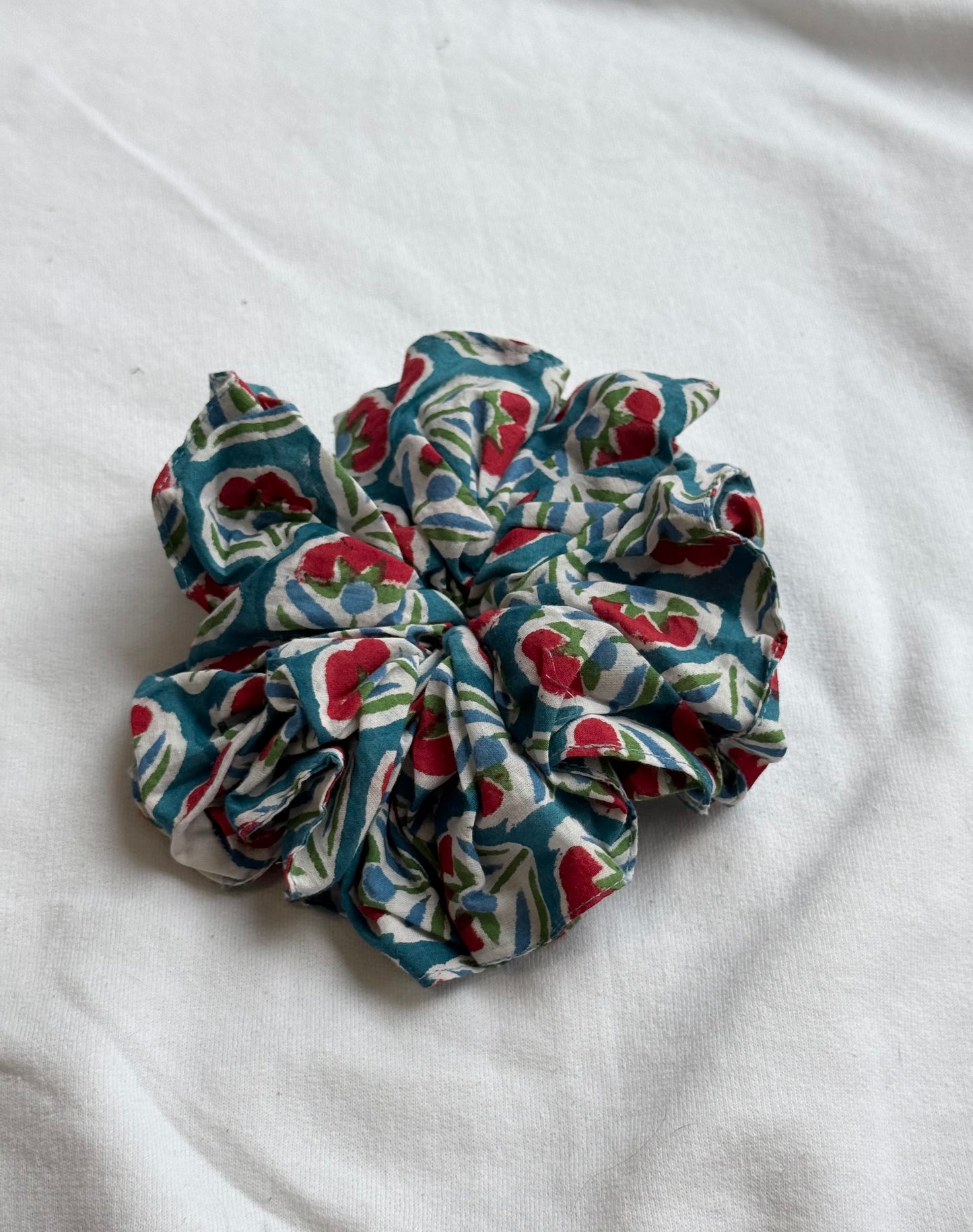 X-Large cotton handmade blockprint scrunchies