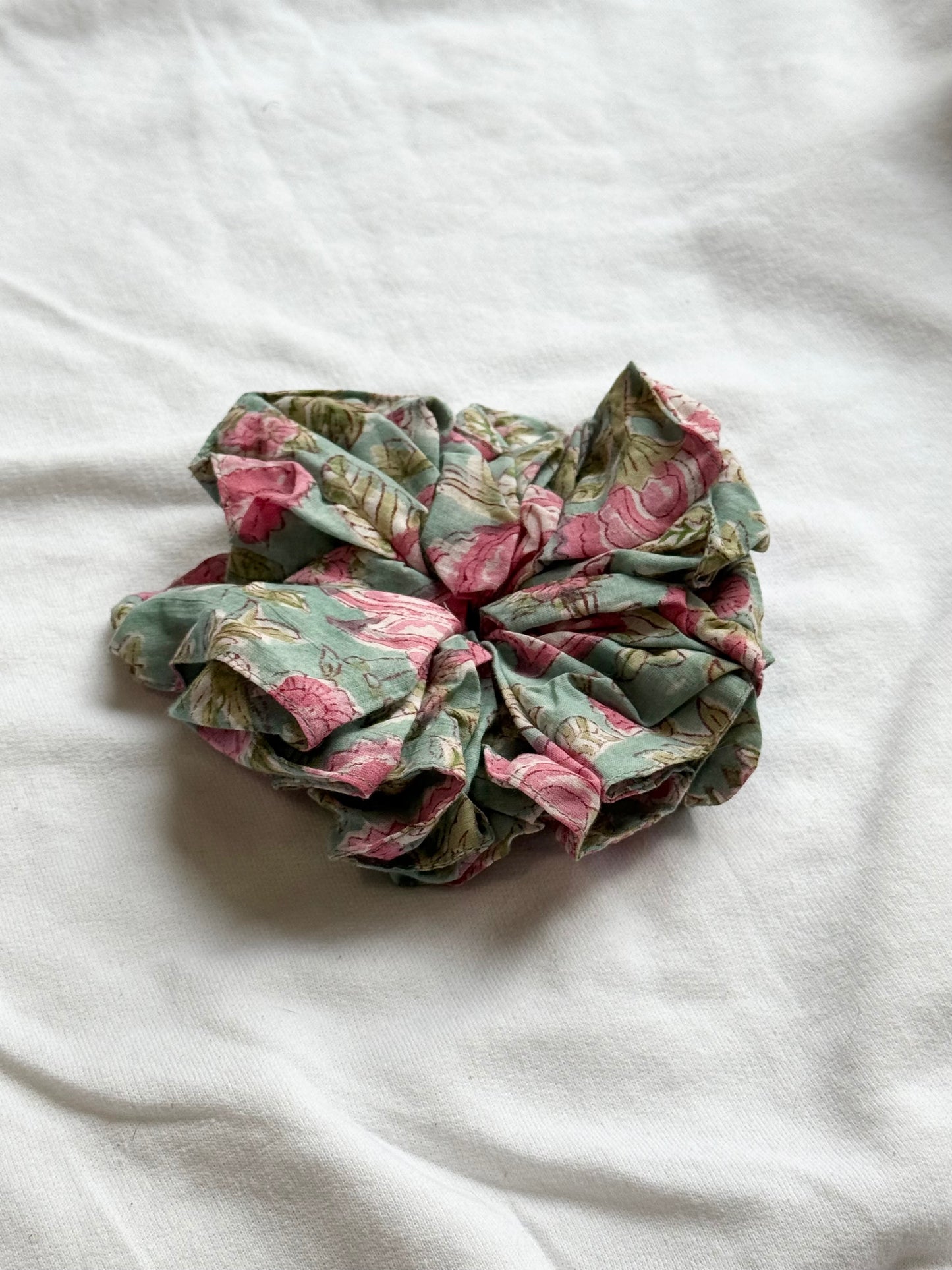 X-Large cotton handmade blockprint scrunchies