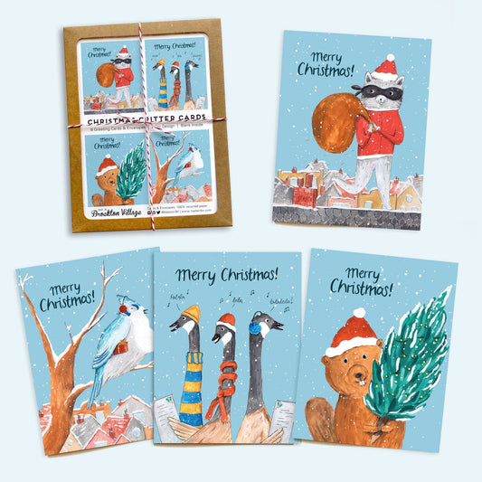 Assorted Box of 8 'Christmas Critters' greeting cards Regular price