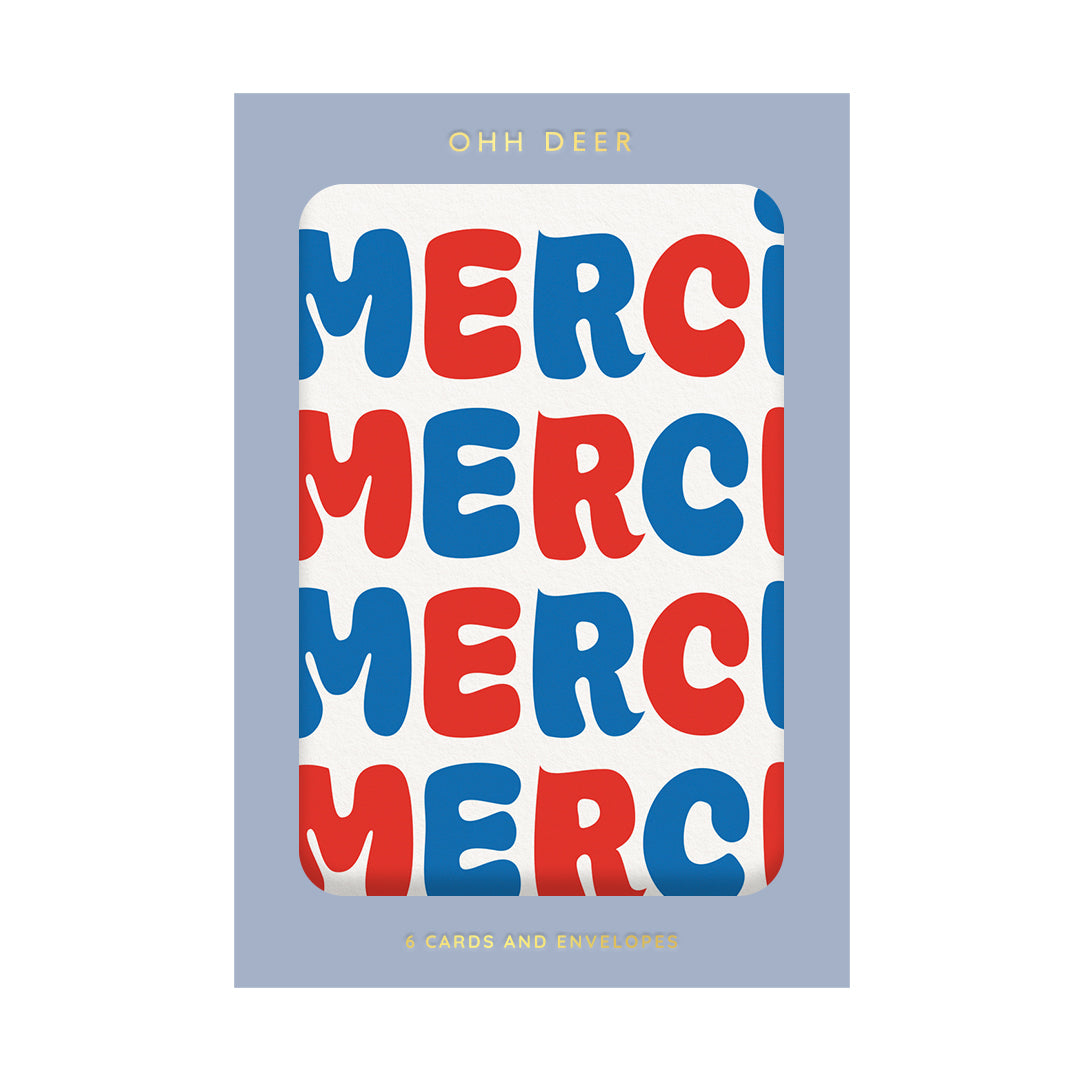 Thank You Merci Merci Greeting Cards (Pack of 6)