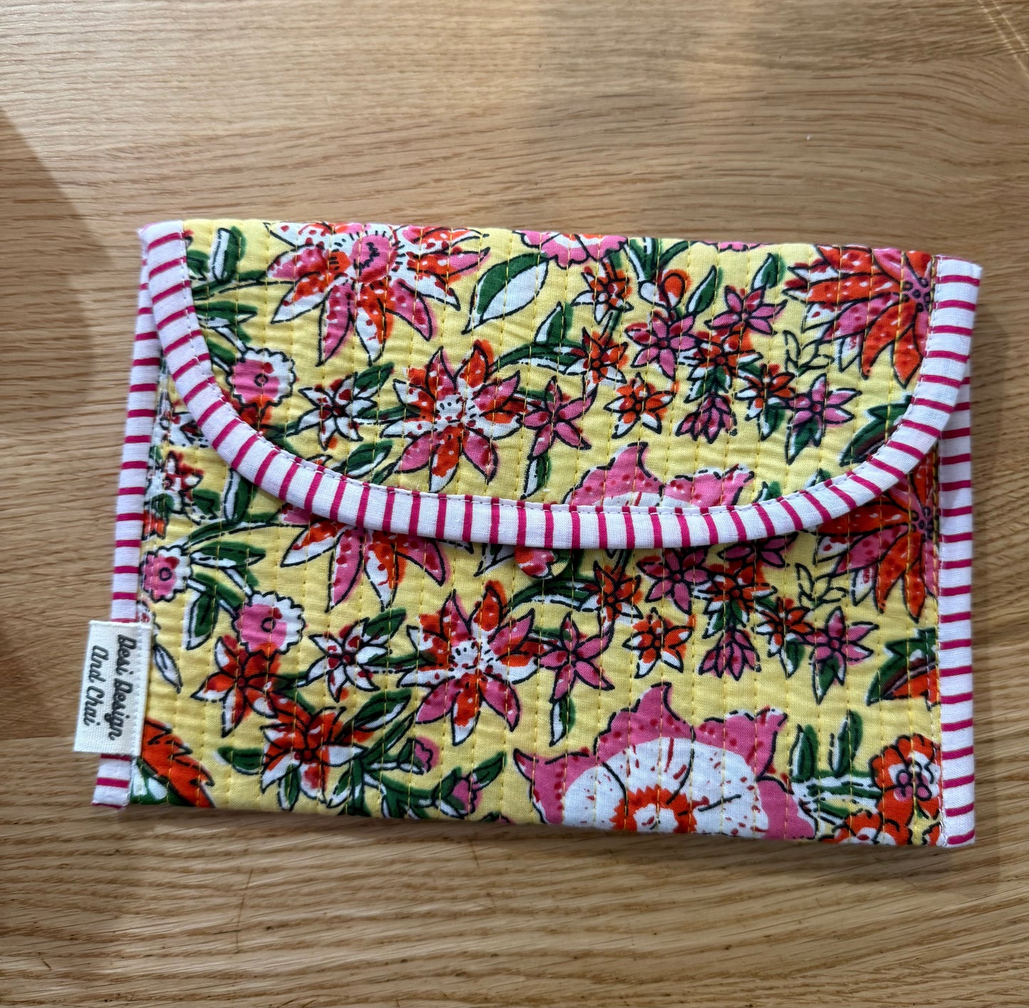 Blockprint ebook reader, journal, keys and accessories button pouch / sleeve