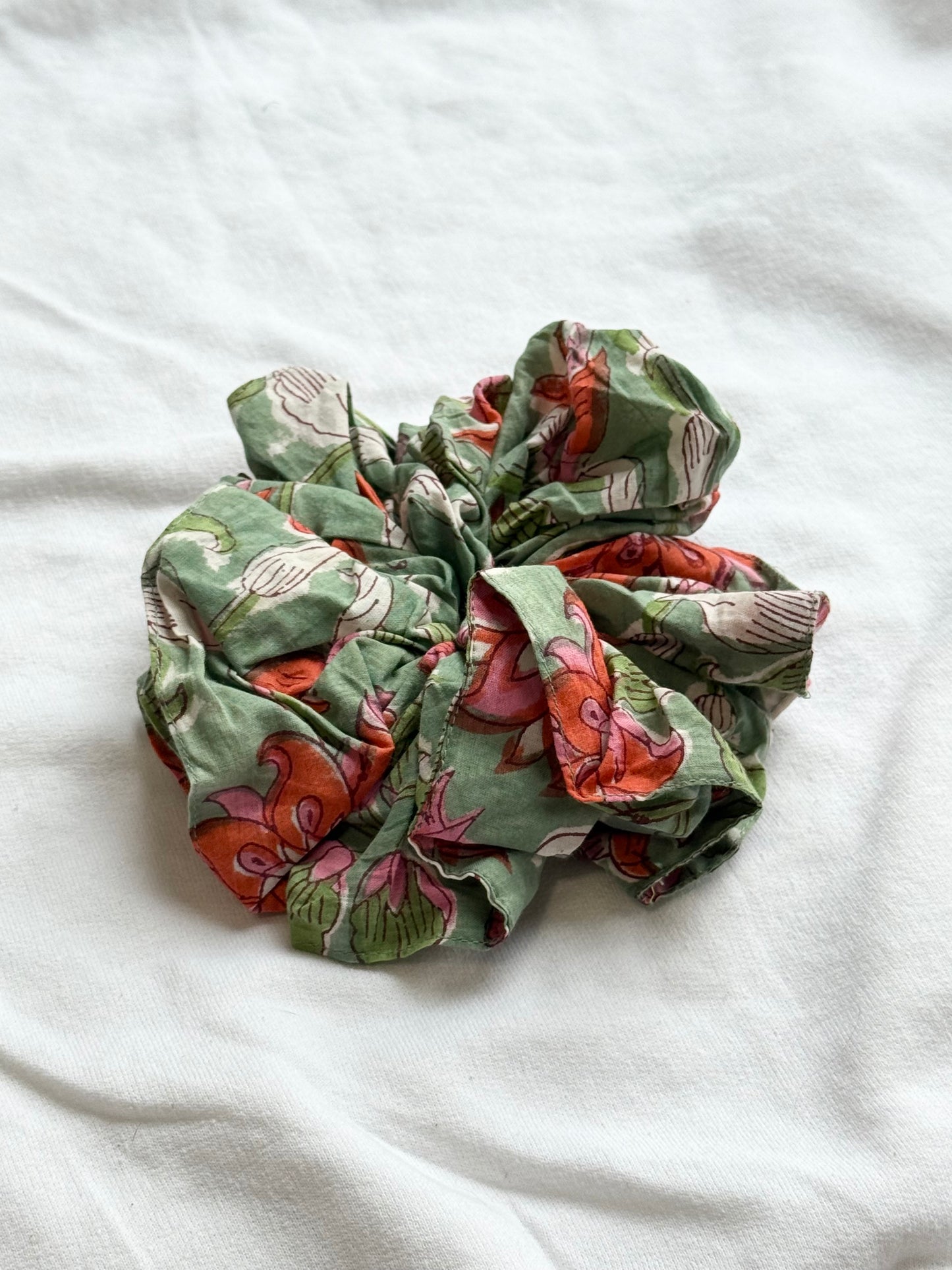 X-Large cotton handmade blockprint scrunchies