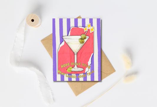 Hope olive of your wishes come true - Martini- Cocktail greeting card