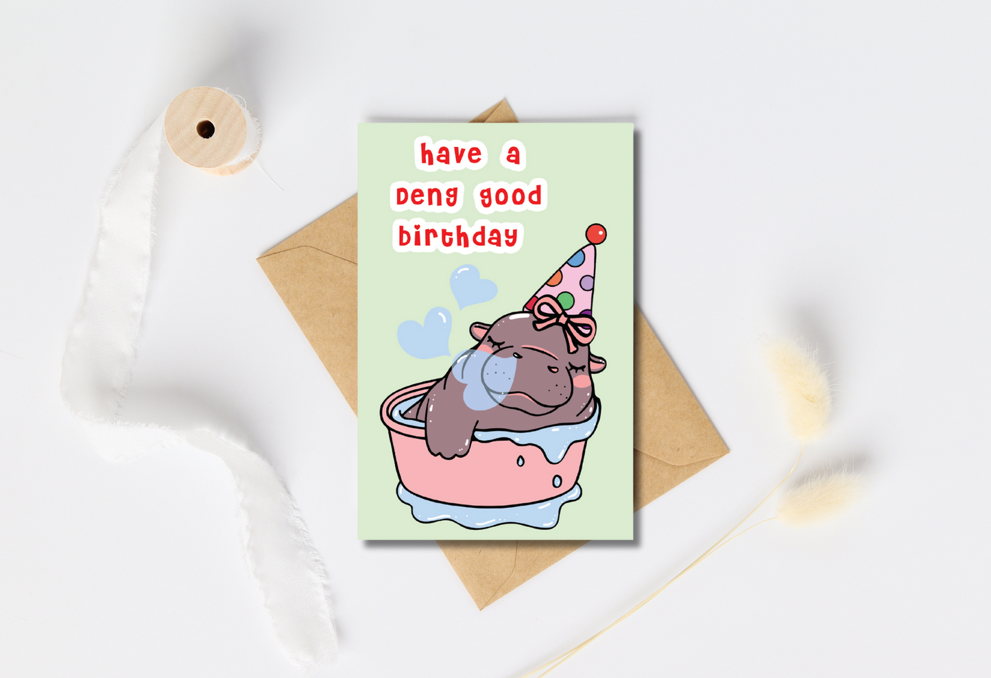 Moo deng - Have a deng good birthday greeting card