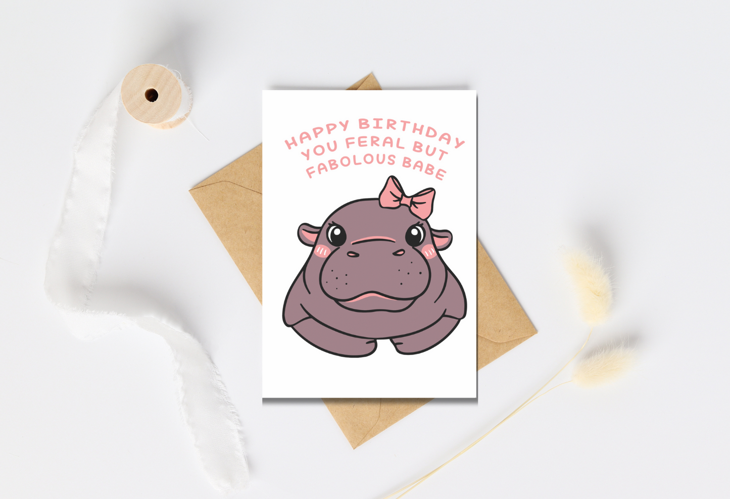 Moo deng Feral but fabolous - birthday greeting card