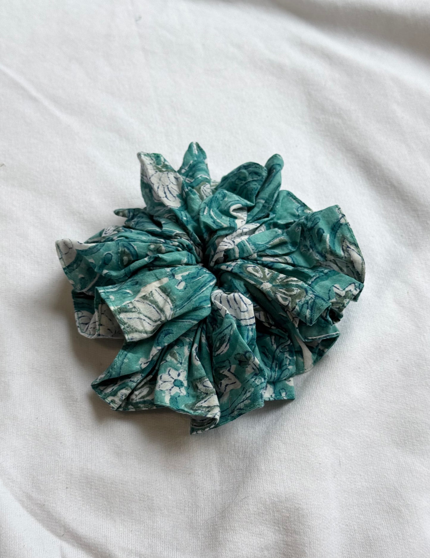 X-Large cotton handmade blockprint scrunchies