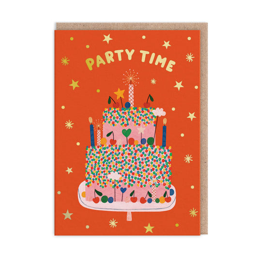 Party time red cake Card