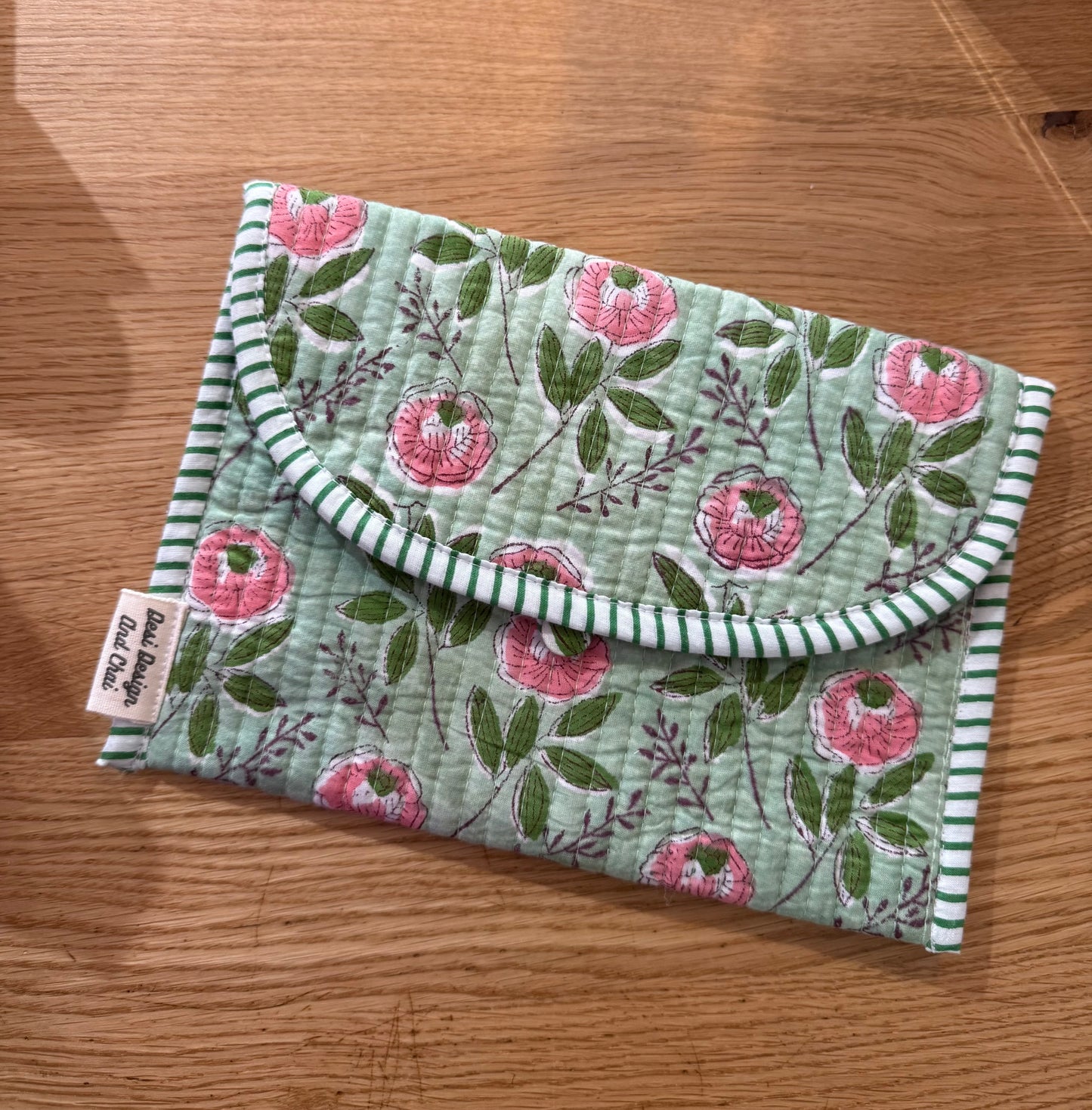 Blockprint ebook reader, journal, keys and accessories button pouch / sleeve