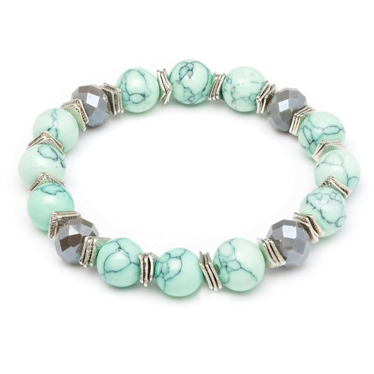 WPJ X200-301 Mint and Grey Turquoise Stretch Bracelet