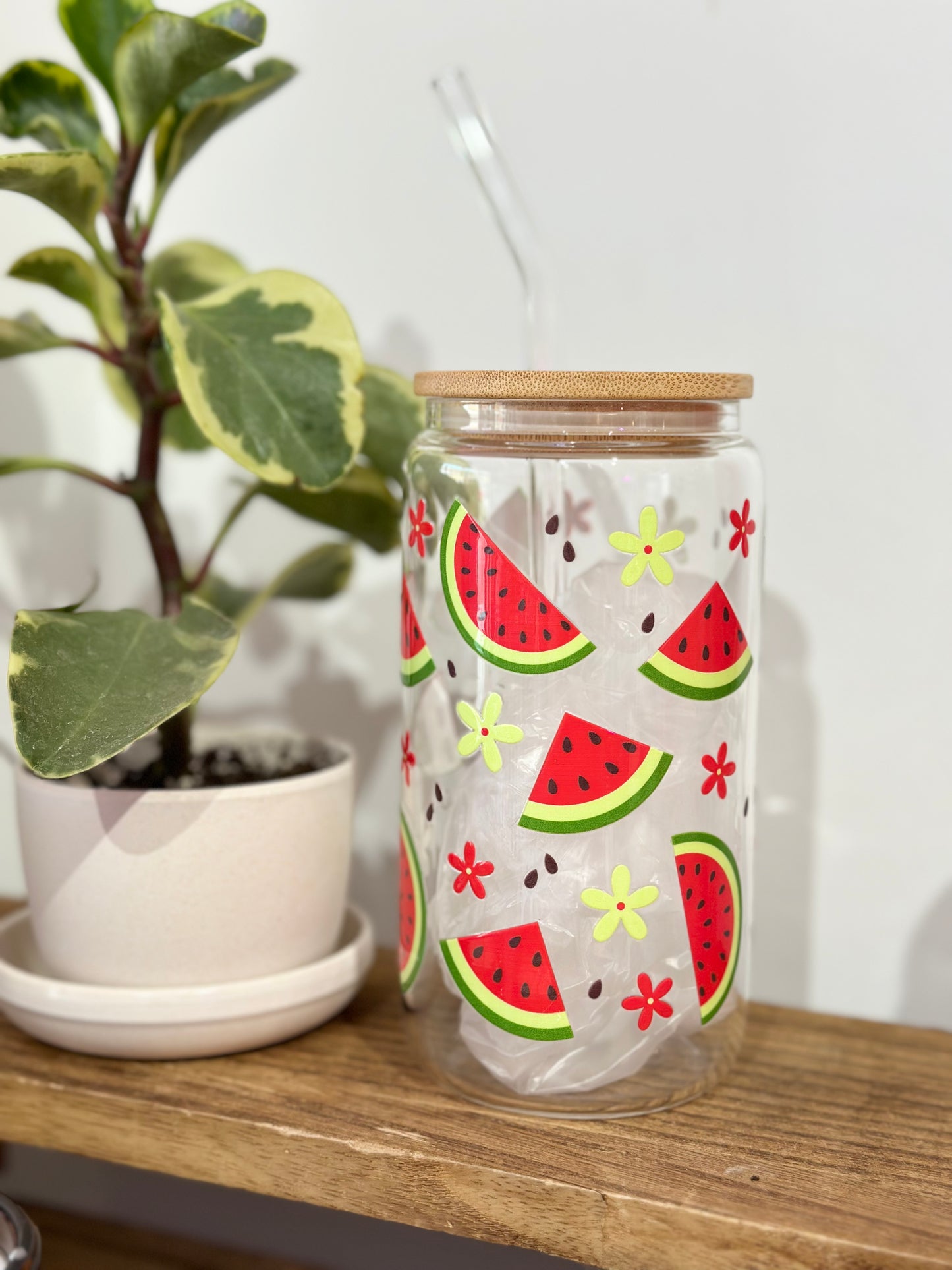 Fruity Watermelon, Strawberry, Peaches 16 oz beer can glass