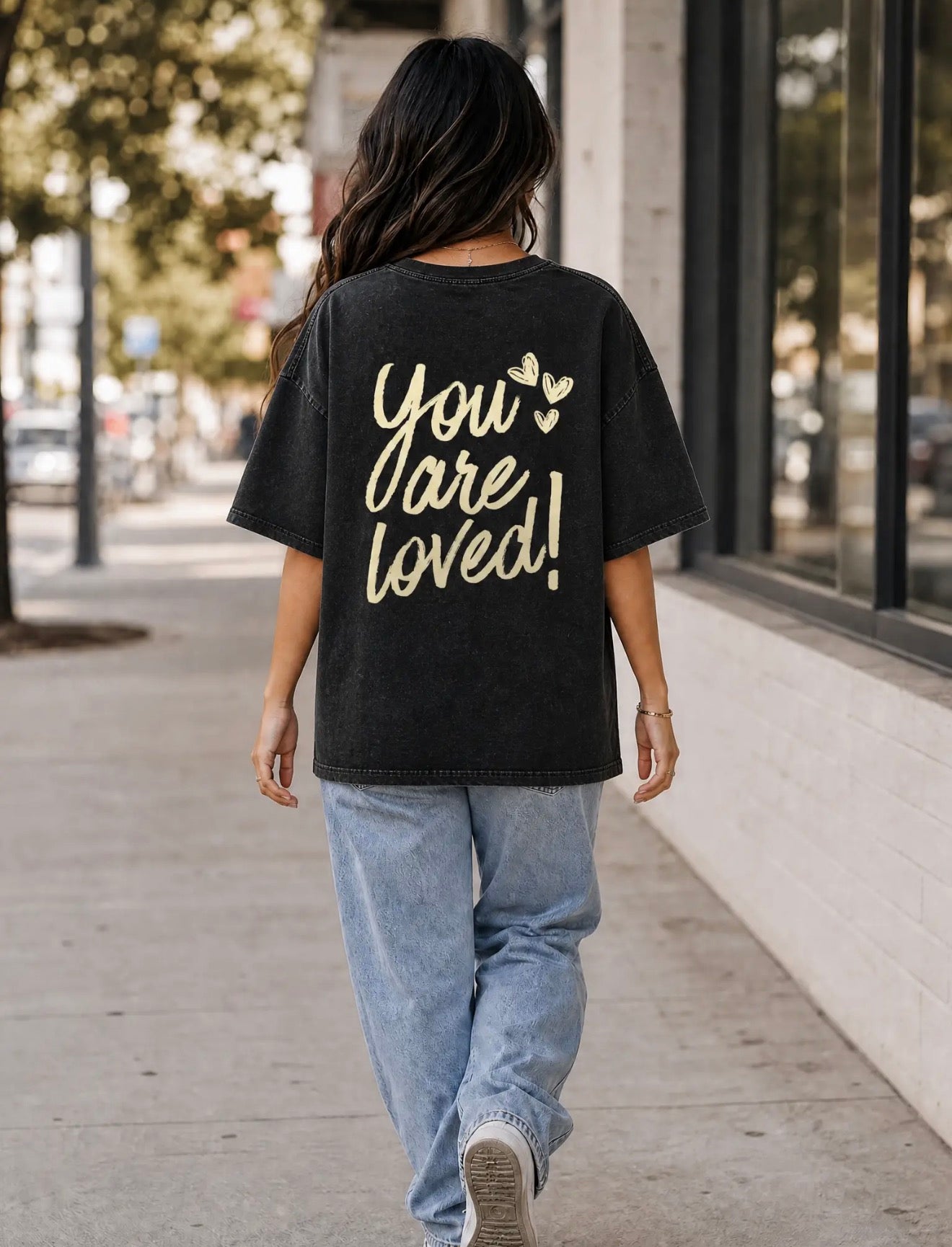 “You are loved” snow washed oversized tee