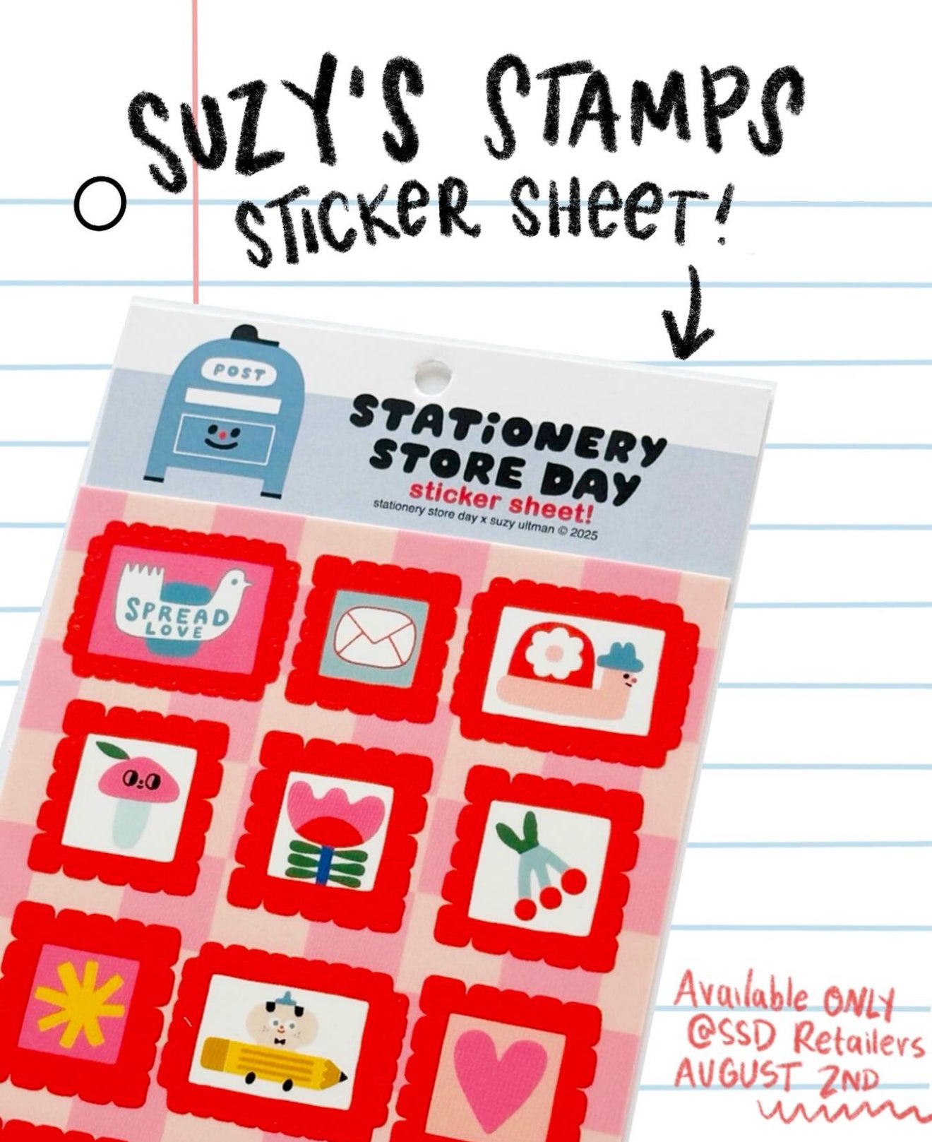 Stationery store day ‘25 Suzy’s stamps sticker sheets SSD