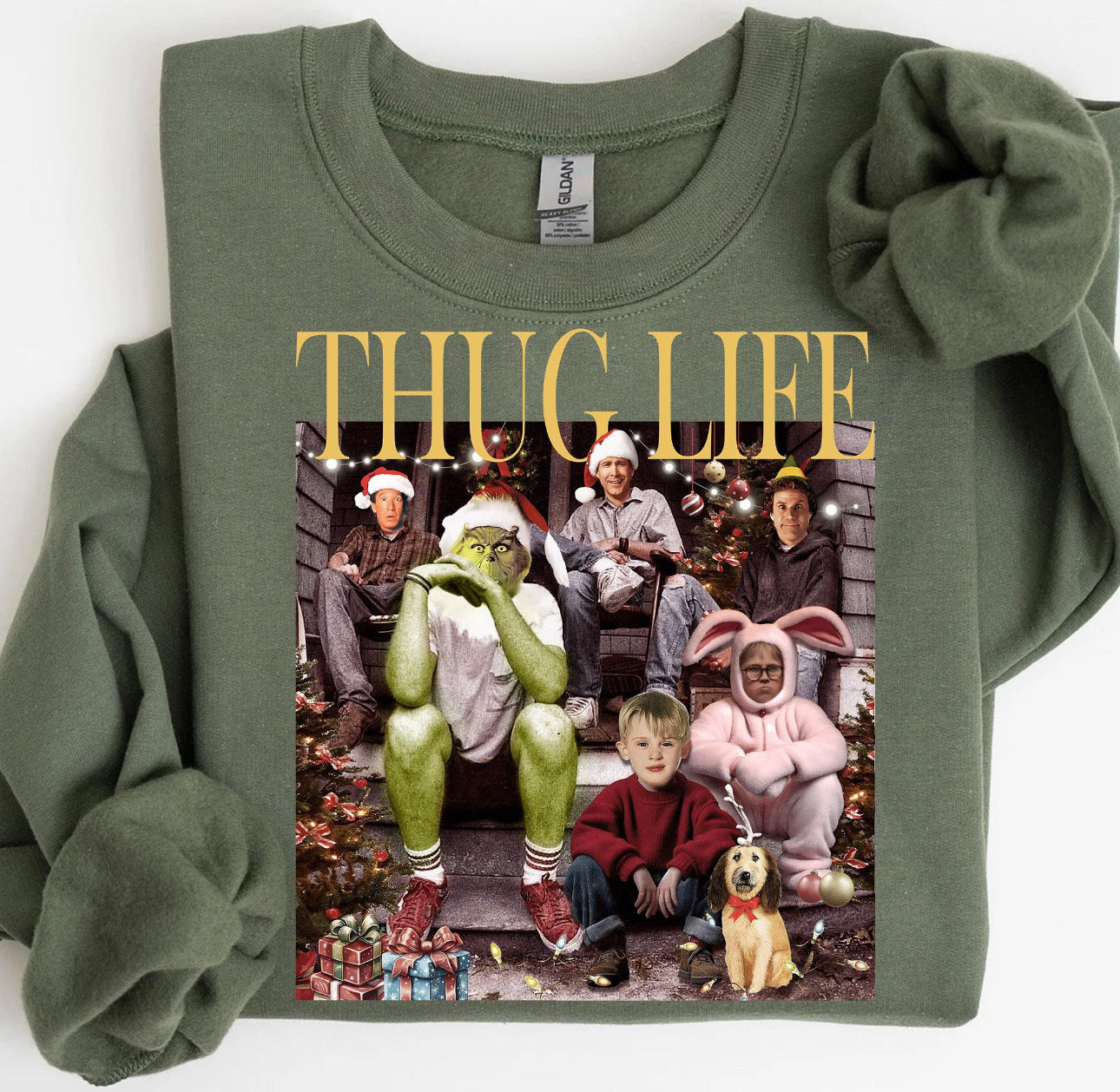 Thug life Christmas movies classic crewneck