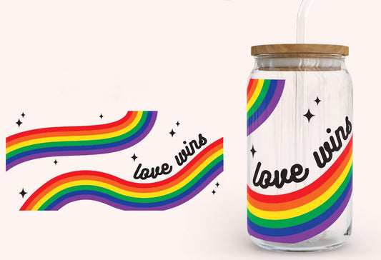 Love wins / 16 oz beer can glass