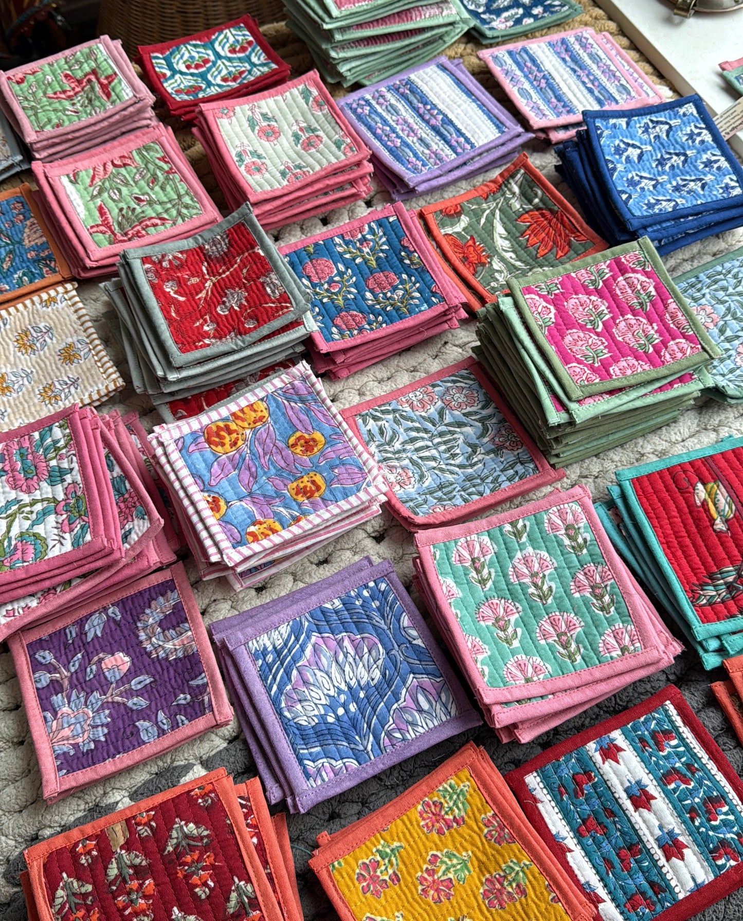Quilted cotton handmade blockprint coasters