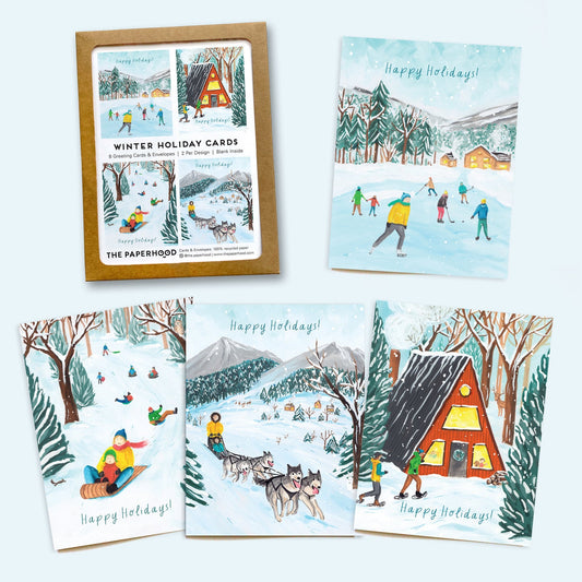 Assorted Box of 8 'Winter Nature' Holiday greeting cards
