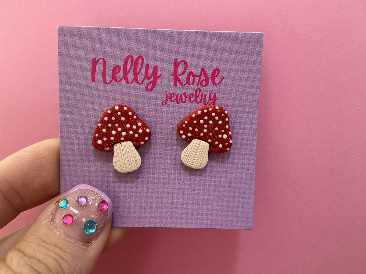 NRJ128 Glitter Mushroom Studs