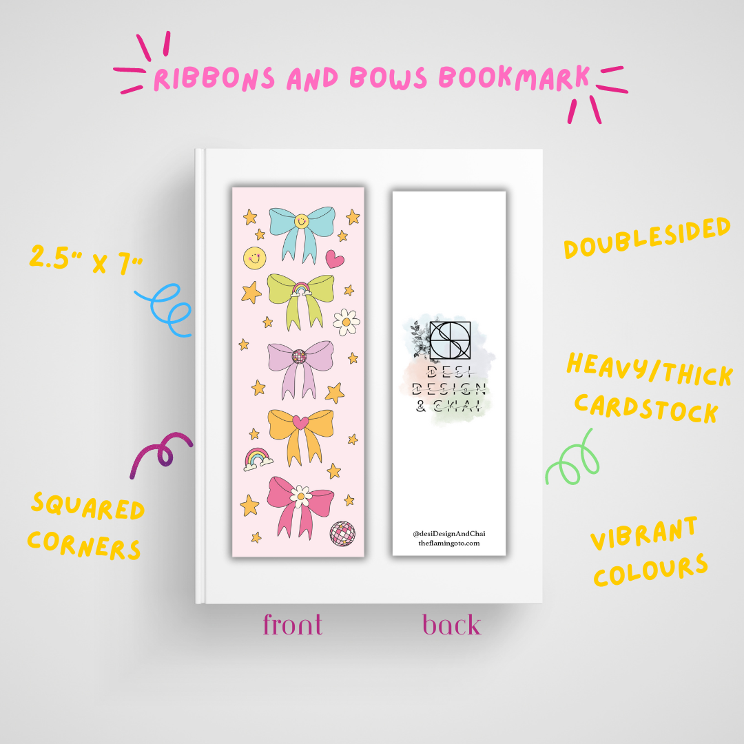 Colourful bows bookmark